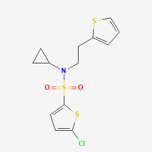 molecular formula C13H14ClNO2S3 B2725430 5-chloro-N-cyclopropyl-N-(2-(thiophen-2-yl)ethyl)thiophene-2-sulfonamide CAS No. 1396800-42-2