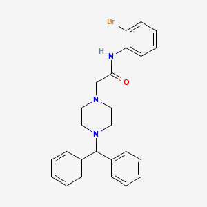 molecular formula C25H26BrN3O B2725431 2-(4-(Diphenylmethyl)piperazinyl)-N-(2-bromophenyl)ethanamide CAS No. 1022023-22-8