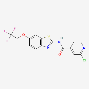 molecular formula C15H9ClF3N3O2S B2725433 2-chloro-N-[6-(2,2,2-trifluoroethoxy)-1,3-benzothiazol-2-yl]pyridine-4-carboxamide CAS No. 1147837-27-1