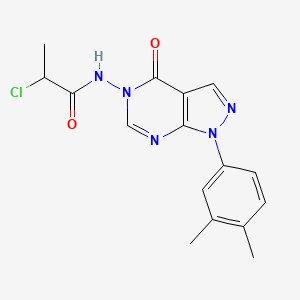 molecular formula C16H16ClN5O2 B2725436 2-chloro-N-(1-(3,4-dimethylphenyl)-4-oxo-1H-pyrazolo[3,4-d]pyrimidin-5(4H)-yl)propanamide CAS No. 899738-00-2