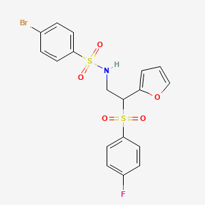 molecular formula C18H15BrFNO5S2 B2725439 4-bromo-N-(2-((4-fluorophenyl)sulfonyl)-2-(furan-2-yl)ethyl)benzenesulfonamide CAS No. 896327-67-6