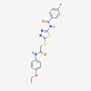 molecular formula C19H17FN4O3S2 B2725445 N-(5-((2-((4-乙氧基苯基)氨基)-2-氧代乙基)硫)-1,3,4-噻二唑-2-基)-4-氟苯甲酰胺 CAS No. 393566-92-2