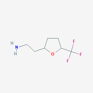 molecular formula C7H12F3NO B2725452 2-(5-(Trifluoromethyl)tetrahydrofuran-2-yl)ethan-1-amine CAS No. 2126161-07-5