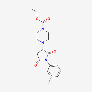 molecular formula C18H23N3O4 B2725458 Ethyl 4-[1-(3-methylphenyl)-2,5-dioxopyrrolidin-3-yl]piperazine-1-carboxylate CAS No. 857494-08-7