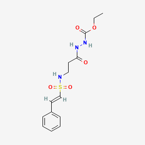 molecular formula C14H19N3O5S B2725466 ethyl N-[3-[[(E)-2-phenylethenyl]sulfonylamino]propanoylamino]carbamate CAS No. 1099195-65-9