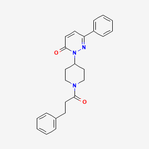 molecular formula C24H25N3O2 B2725469 6-Phenyl-2-[1-(3-phenylpropanoyl)piperidin-4-yl]pyridazin-3-one CAS No. 2380034-81-9