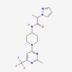 N-(1-(2-methyl-6-(trifluoromethyl)pyrimidin-4-yl)piperidin-4-yl)-2-(1H-pyrazol-1-yl)propanamide