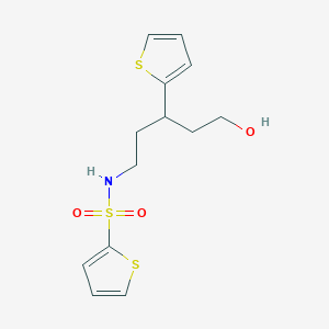 molecular formula C13H17NO3S3 B2725479 N-(5-hydroxy-3-(thiophen-2-yl)pentyl)thiophene-2-sulfonamide CAS No. 2034241-75-1
