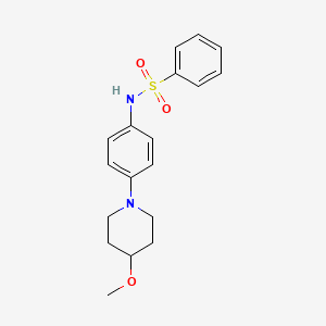 molecular formula C18H22N2O3S B2725482 N-(4-(4-methoxypiperidin-1-yl)phenyl)benzenesulfonamide CAS No. 1797278-56-8