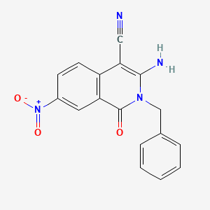 molecular formula C17H12N4O3 B2725493 3-Amino-2-benzyl-7-nitro-1-oxo-1,2-dihydroisoquinoline-4-carbonitrile CAS No. 130651-66-0
