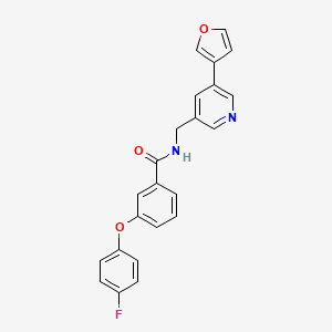 molecular formula C23H17FN2O3 B2725494 3-(4-fluorophenoxy)-N-((5-(furan-3-yl)pyridin-3-yl)methyl)benzamide CAS No. 2034209-71-5