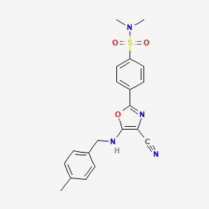 molecular formula C20H20N4O3S B2725502 4-{4-cyano-5-[(4-methylbenzyl)amino]-1,3-oxazol-2-yl}-N,N-dimethylbenzenesulfonamide CAS No. 941240-38-6