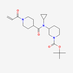 molecular formula C22H35N3O4 B2725503 Tert-butyl 3-[cyclopropyl-(1-prop-2-enoylpiperidine-4-carbonyl)amino]piperidine-1-carboxylate CAS No. 2361822-59-3