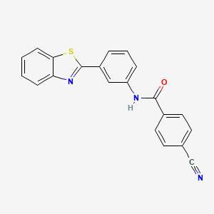 molecular formula C21H13N3OS B2725521 N-[3-(1,3-benzothiazol-2-yl)phenyl]-4-cyanobenzamide CAS No. 394229-88-0
