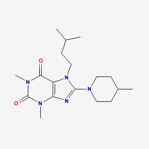 molecular formula C18H29N5O2 B2725524 7-异戊基-1,3-二甲基-8-(4-甲基哌啶-1-基)-1H-嘌呤-2,6(3H,7H)-二酮 CAS No. 840498-60-4