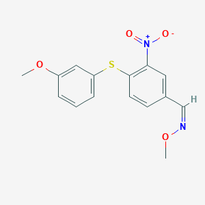 molecular formula C15H14N2O4S B2725527 4-[(3-methoxyphenyl)sulfanyl]-3-nitrobenzenecarbaldehyde O-methyloxime CAS No. 383147-51-1
