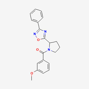molecular formula C20H19N3O3 B2725539 5-[1-(3-Methoxybenzoyl)pyrrolidin-2-yl]-3-phenyl-1,2,4-oxadiazole CAS No. 853632-60-7