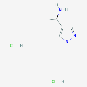 molecular formula C6H13Cl2N3 B2725568 (1S)-1-(1-甲基吡唑-4-基)乙胺;二盐酸盐 CAS No. 2580098-92-4