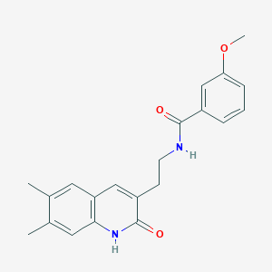 molecular formula C21H22N2O3 B2725574 N-[2-(6,7-dimethyl-2-oxo-1H-quinolin-3-yl)ethyl]-3-methoxybenzamide CAS No. 688353-01-7