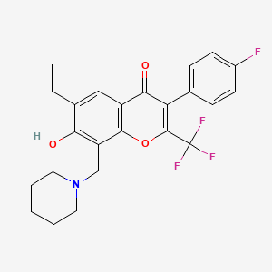 6-ethyl-3-(4-fluorophenyl)-7-hydroxy-8-(piperidin-1-ylmethyl)-2-(trifluoromethyl)-4H-chromen-4-one