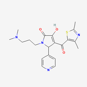 molecular formula C20H24N4O3S B2725580 1-(3-(dimethylamino)propyl)-4-(2,4-dimethylthiazole-5-carbonyl)-3-hydroxy-5-(pyridin-4-yl)-1H-pyrrol-2(5H)-one CAS No. 627816-80-2