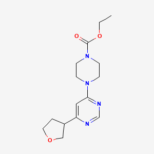 molecular formula C15H22N4O3 B2725585 Ethyl 4-[6-(oxolan-3-yl)pyrimidin-4-yl]piperazine-1-carboxylate CAS No. 2097977-32-5