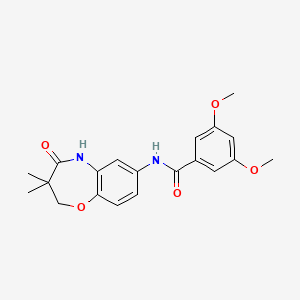 molecular formula C20H22N2O5 B2725587 N-(3,3-二甲基-4-氧代-2,3,4,5-四氢苯并[b][1,4]噁唑-7-基)-3,5-二甲氧基苯甲酰胺 CAS No. 921523-07-1