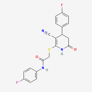 2-((3-cyano-4-(4-fluorophenyl)-6-oxo-1,4,5,6-tetrahydropyridin-2-yl)thio)-N-(4-fluorophenyl)acetamide