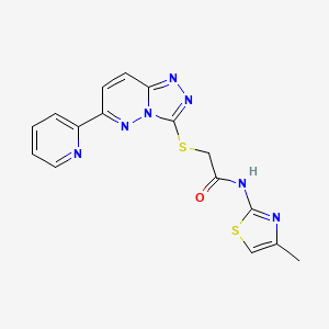 molecular formula C16H13N7OS2 B2725604 N-(4-methylthiazol-2-yl)-2-((6-(pyridin-2-yl)-[1,2,4]triazolo[4,3-b]pyridazin-3-yl)thio)acetamide CAS No. 891104-52-2