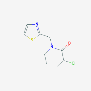 molecular formula C9H13ClN2OS B2725611 2-Chloro-N-ethyl-N-(1,3-thiazol-2-ylmethyl)propanamide CAS No. 2411237-07-3