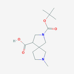 molecular formula C14H24N2O4 B2725612 7-甲基-2-[(2-甲基丙酮-2-基)氧羰基]-2,7-二氮杂螺[4.4]壬烷-4-甲酸 CAS No. 2172113-22-1