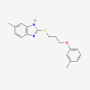 molecular formula C18H20N2OS B2725620 5-methyl-2-{[3-(3-methylphenoxy)propyl]thio}-1H-benzimidazole CAS No. 637323-28-5