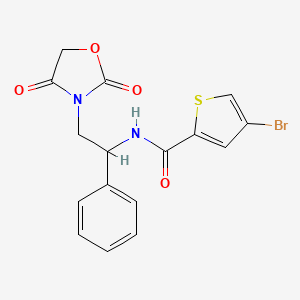 molecular formula C16H13BrN2O4S B2725622 4-bromo-N-(2-(2,4-dioxooxazolidin-3-yl)-1-phenylethyl)thiophene-2-carboxamide CAS No. 1903621-11-3