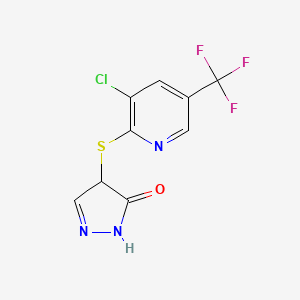 molecular formula C9H5ClF3N3OS B2725625 4-{[3-chloro-5-(trifluoromethyl)-2-pyridinyl]sulfanyl}-2,4-dihydro-3H-pyrazol-3-one CAS No. 338422-93-8