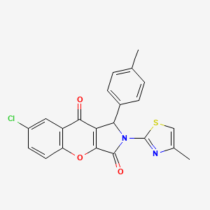molecular formula C22H15ClN2O3S B2725647 7-Chloro-2-(4-methylthiazol-2-yl)-1-(p-tolyl)-1,2-dihydrochromeno[2,3-c]pyrrole-3,9-dione CAS No. 847916-12-5