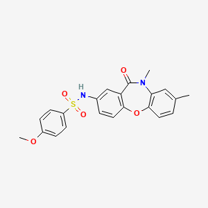 molecular formula C22H20N2O5S B2725655 N-(8,10-dimethyl-11-oxo-10,11-dihydrodibenzo[b,f][1,4]oxazepin-2-yl)-4-methoxybenzenesulfonamide CAS No. 922036-49-5