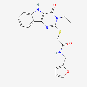 molecular formula C19H18N4O3S B2725664 2-[(3-ethyl-4-oxo-5H-pyrimido[5,4-b]indol-2-yl)sulfanyl]-N-(furan-2-ylmethyl)acetamide CAS No. 888461-58-3