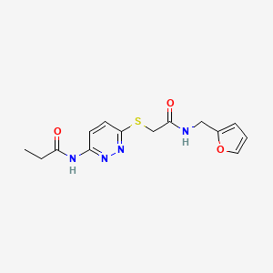 molecular formula C14H16N4O3S B2725670 N-(6-((2-((furan-2-ylmethyl)amino)-2-oxoethyl)thio)pyridazin-3-yl)propionamide CAS No. 1021026-04-9