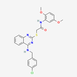molecular formula C25H23ClN4O3S B2725671 2-[4-[(4-chlorophenyl)methylamino]quinazolin-2-yl]sulfanyl-N-(2,5-dimethoxyphenyl)acetamide CAS No. 422532-17-0