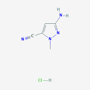 molecular formula C5H7ClN4 B2725675 3-氨基-1-甲基-1H-吡唑-5-羧腈盐酸盐 CAS No. 2247106-76-7