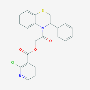 molecular formula C22H17ClN2O3S B2725676 2-oxo-2-(3-phenyl-3,4-dihydro-2H-1,4-benzothiazin-4-yl)ethyl 2-chloropyridine-3-carboxylate CAS No. 1090654-56-0