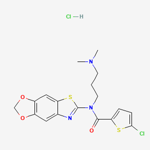 molecular formula C18H19Cl2N3O3S2 B2725678 N-([1,3]二氧杂杂环[4',5':4,5]苯并[1,2-d]噻唑-6-基)-5-氯-N-(3-(二甲基氨基)丙基)噻吩-2-羧酰胺盐酸盐 CAS No. 1217029-17-8