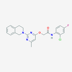molecular formula C22H20ClFN4O2 B2725681 N-(2-chloro-4-fluorophenyl)-2-{[2-(3,4-dihydroisoquinolin-2(1H)-yl)-6-methylpyrimidin-4-yl]oxy}acetamide CAS No. 1251551-06-0