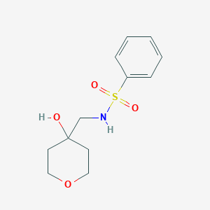 molecular formula C12H17NO4S B2725691 N-((4-羟基四氢-2H-吡喃-4-基甲基)苯磺酰胺) CAS No. 1351607-42-5