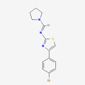 molecular formula C14H14BrN3S B2725697 [4-(4-溴苯基)噻唑-2-基]-(吡咯啉甲亚甲基)胺 CAS No. 380455-59-4