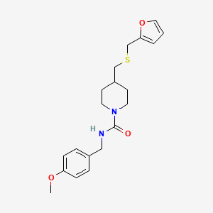 molecular formula C20H26N2O3S B2725702 4-(((furan-2-ylmethyl)thio)methyl)-N-(4-methoxybenzyl)piperidine-1-carboxamide CAS No. 1396859-52-1