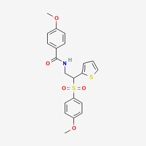 molecular formula C21H21NO5S2 B2725714 4-methoxy-N-[2-[(4-methoxyphenyl)sulfonyl]-2-(2-thienyl)ethyl]benzamide CAS No. 946242-20-2