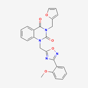 molecular formula C23H18N4O5 B2725718 3-(2-furylmethyl)-1-{[3-(2-methoxyphenyl)-1,2,4-oxadiazol-5-yl]methyl}quinazoline-2,4(1H,3H)-dione CAS No. 1207047-02-6