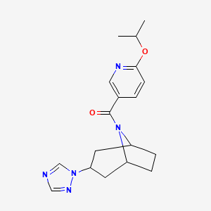 molecular formula C18H23N5O2 B2725726 ((1R,5S)-3-(1H-1,2,4-triazol-1-yl)-8-azabicyclo[3.2.1]octan-8-yl)(6-isopropoxypyridin-3-yl)methanone CAS No. 2320227-23-2