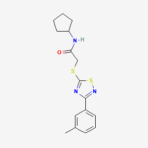 molecular formula C16H19N3OS2 B2725727 N-环戊基-2-((3-(间甲苯)-1,2,4-噻二唑-5-基)硫)乙酰胺 CAS No. 864918-12-7